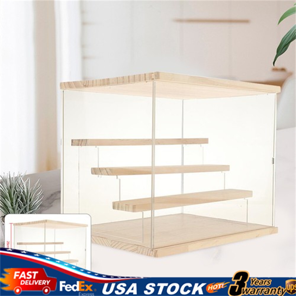 4 Layer Acrylic Display Case 11.8"x9.45"x10.24" Clear Box Dustproof Showcase