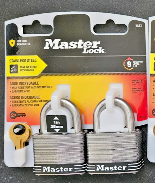 Master Lock Stainless Steel Outdoor Padlock with Key 2 in. Wide 2 Pack