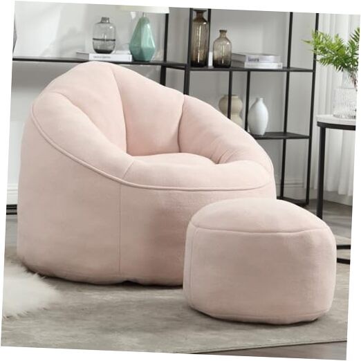 Bean Bag Chairs, Gaint Bean Bag Couch with Memory Foam for Adults and Pink
