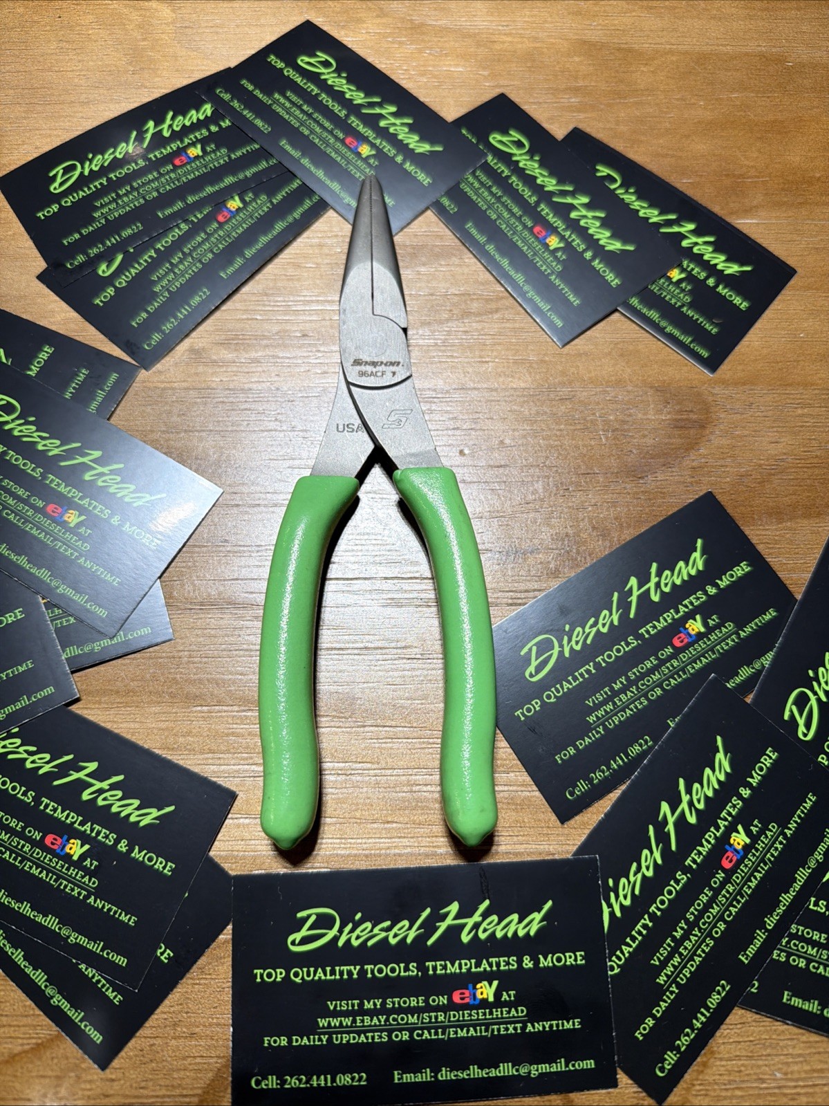 *NEW* Snap On Tools 96ACF EXTREME GREEN Soft Handle Needle Nose Pliers