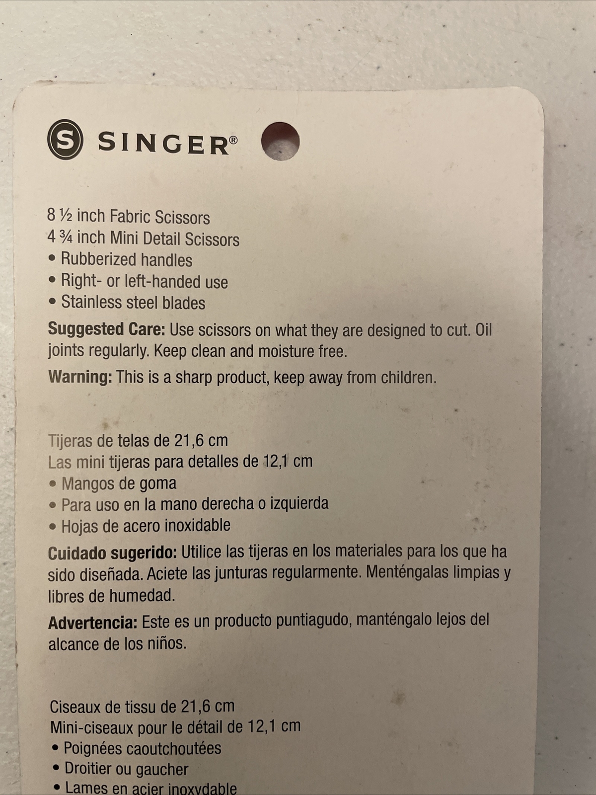 Singer Notions 03404 Scissors Set 8.5" & 4.5" -
