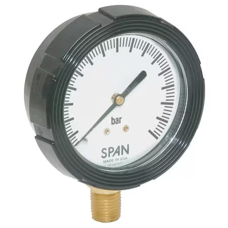 Span Lfs-210-1 Bar-G Industrial Pressure Gauge, 0 To 1 Psi, 2 1/2 In Dial, 1/4