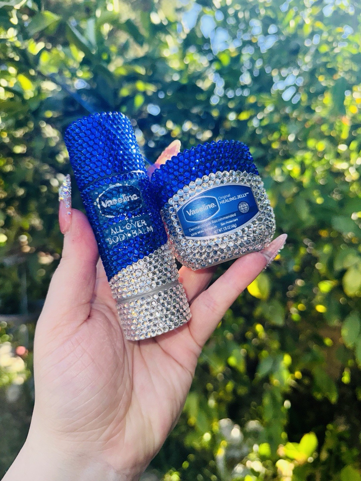 Bling Bedazzled rhinestone vaseline Tub And All Over Stick 2 Pack