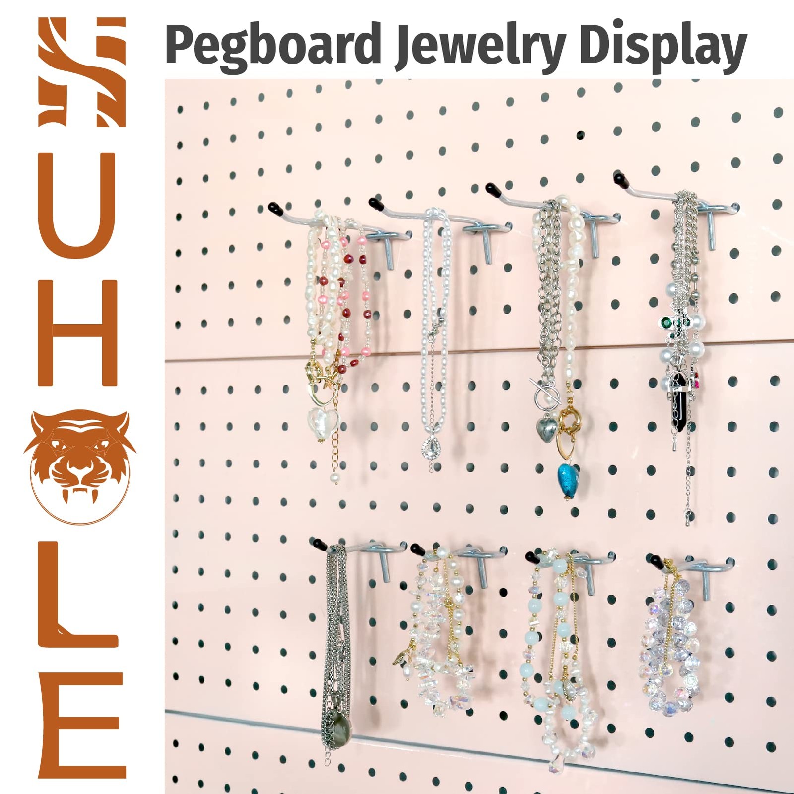 50 Pack 2 Inch Silver Pegboard Hooks with Rubber Tips
