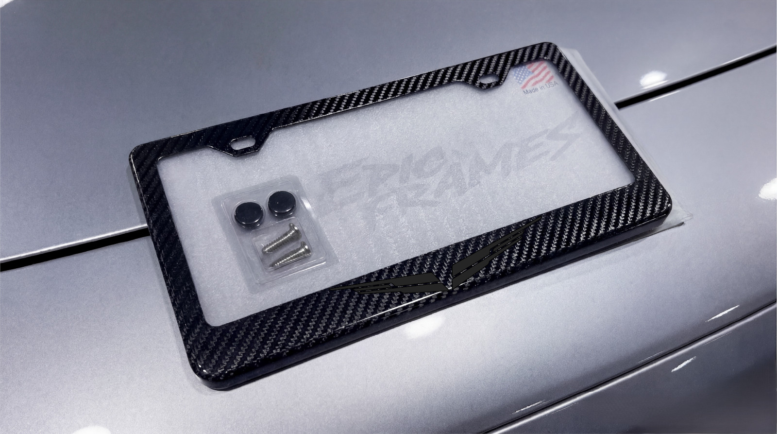 Black on Black Blackwing License Plate Frame 100% Real Carbon Fiber for Cadillac