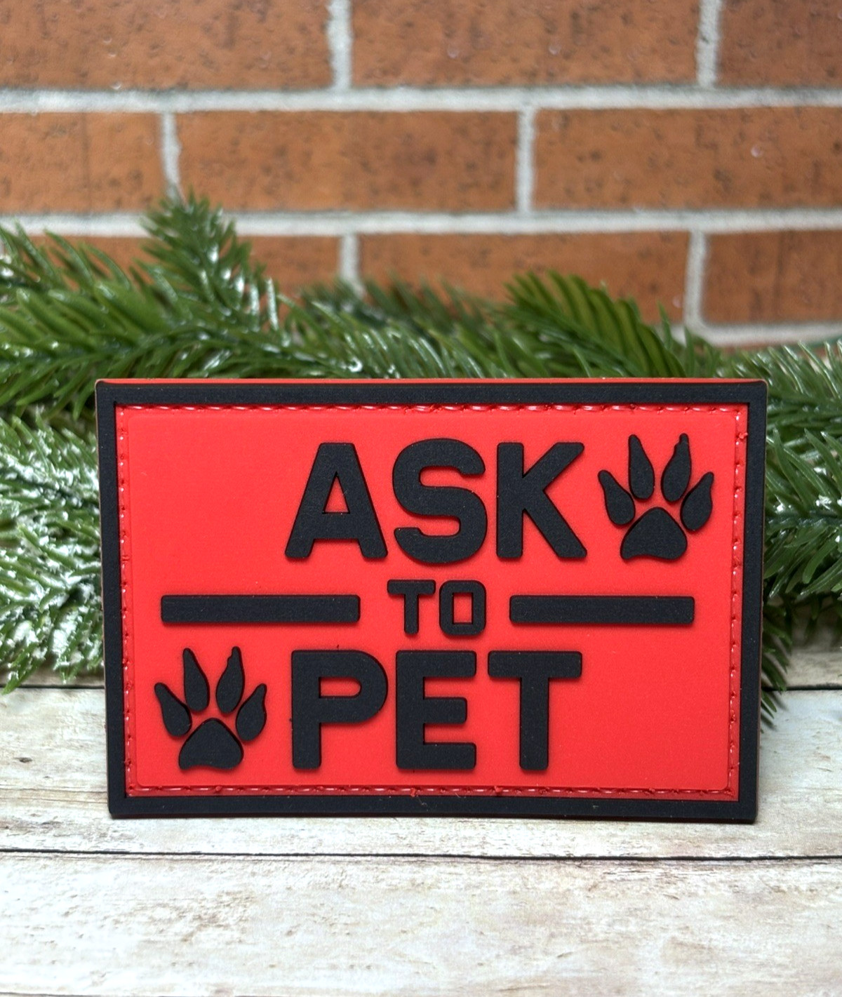 PVC Tactical Patch - Ask to Pet Patch - Morale Service Dog Patch - Hook Backed
