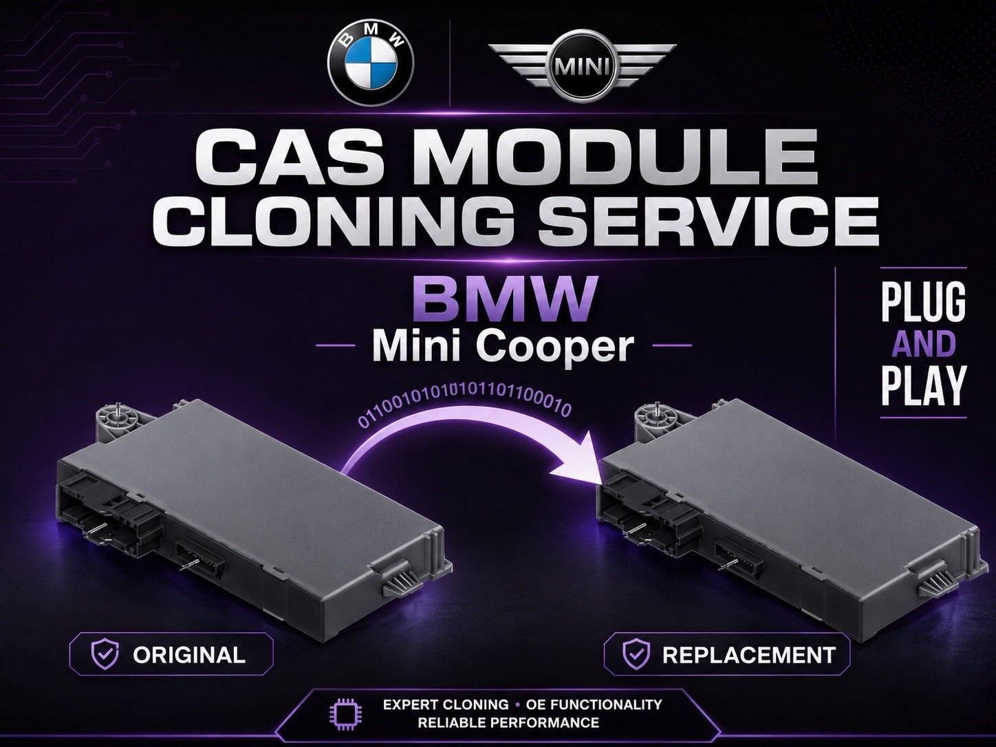 BMW & MINI COOPER  MAIL IN CAS MODULE CLONING SERVICE CAS3, CAS3+, CAS4, & CAS4+