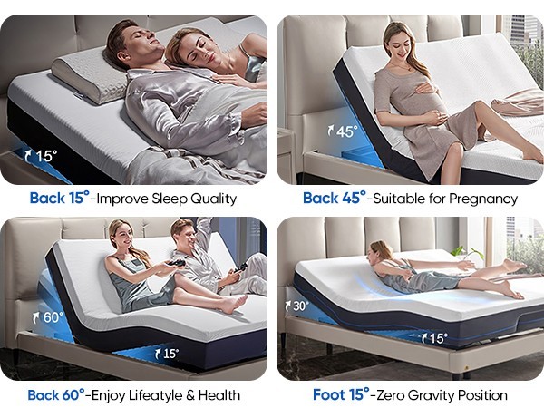 Upgraded Power Base Adjustable Bed Frame Wireless Remote Dual Motor Twin XL