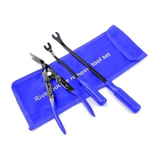 3 PCS Car Clip Removal Tool, Auto Trim Rivet Pry Tools Dashboard Fastener Blue