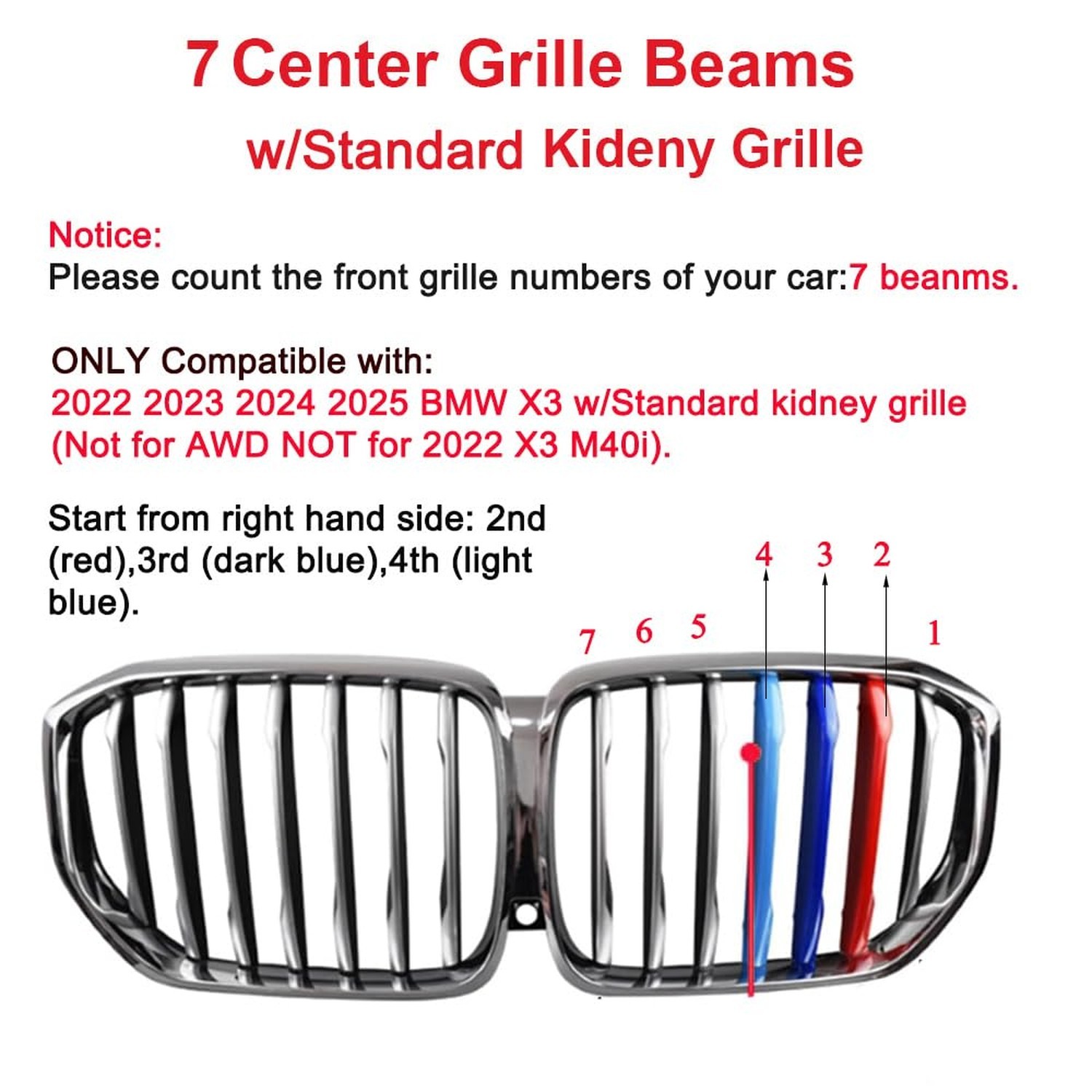 1Set(3pcs) Automotive Front Grille Stripe Insert Trims Comaptible with BMW 20...