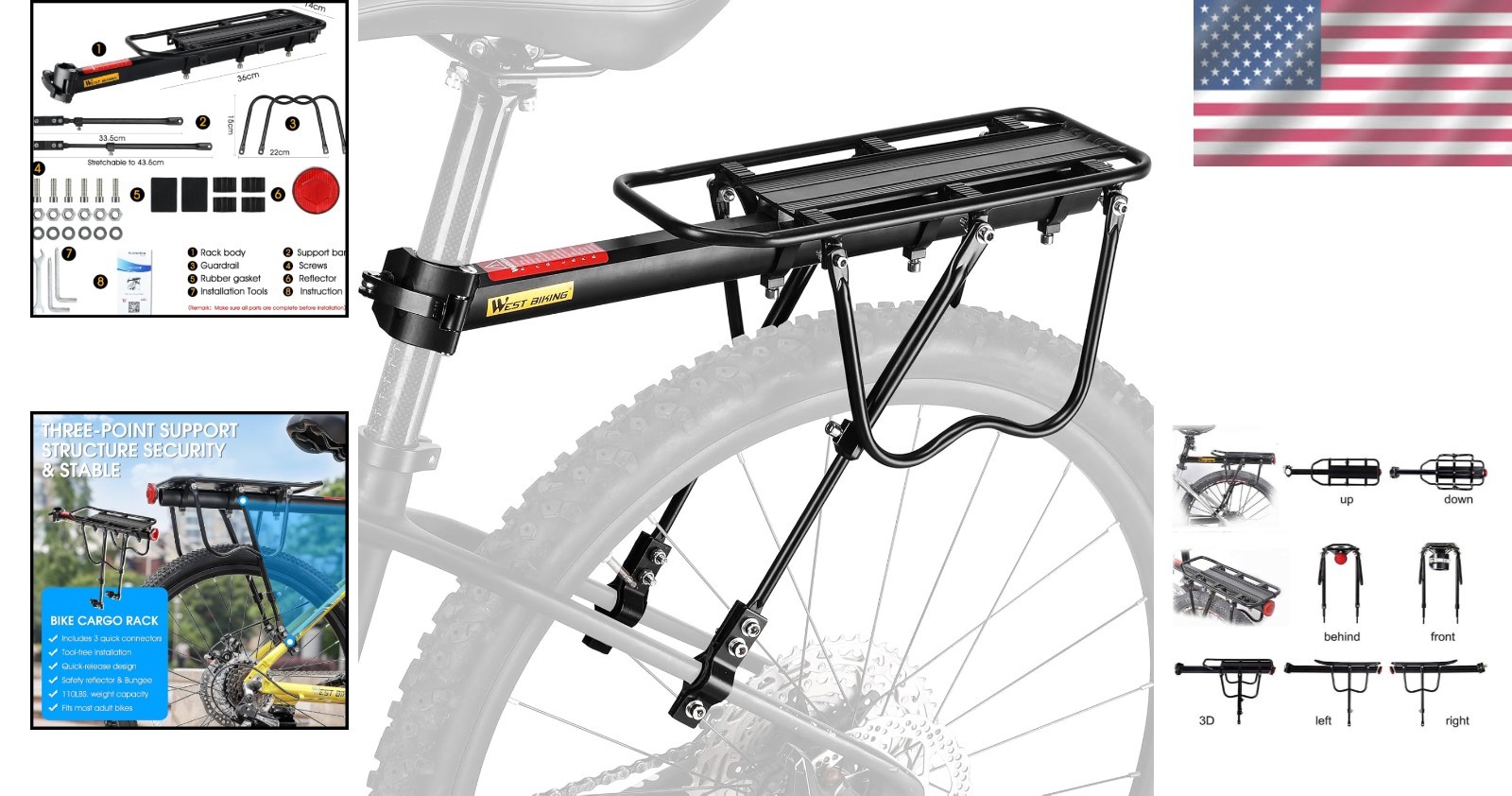 Universal Aluminum Bicycle Rack - Reflective Logo