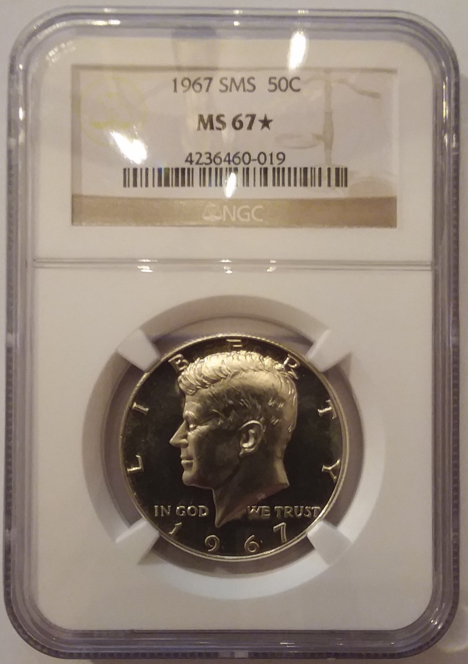 1967 SMS NGC MS 67* (STAR) SILVER KENNEDY HALF  *** SPOTLESS SUPERB CAMEO ***