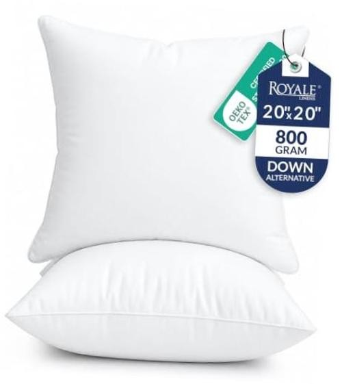 Pack of 2 White 20x20 Pillow Inserts - Down Alternative Throw