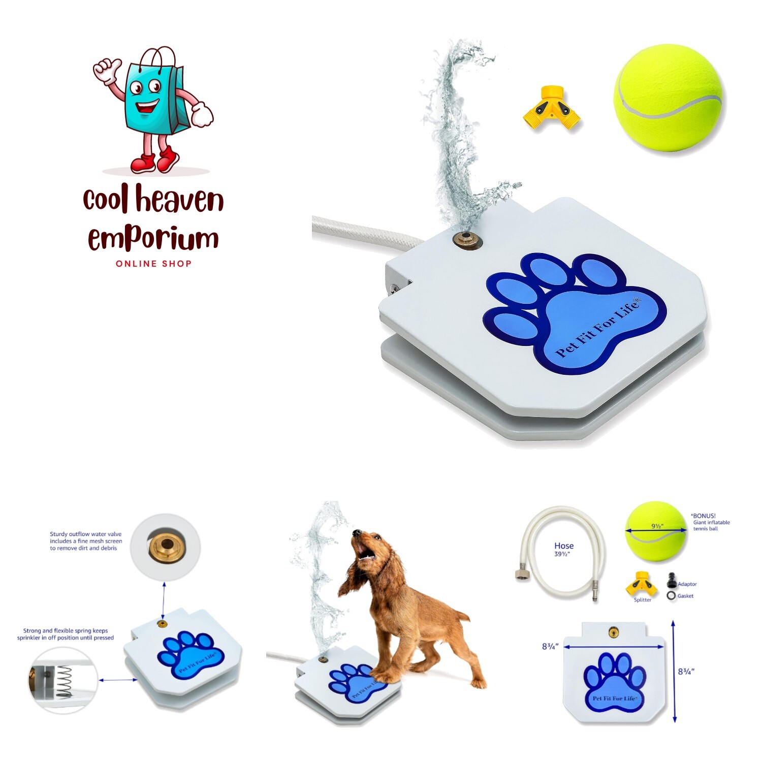 Dog Pedal Water Fountain - Step-On Dog Sprinkler/Water Hose Dog Toy for Drink...