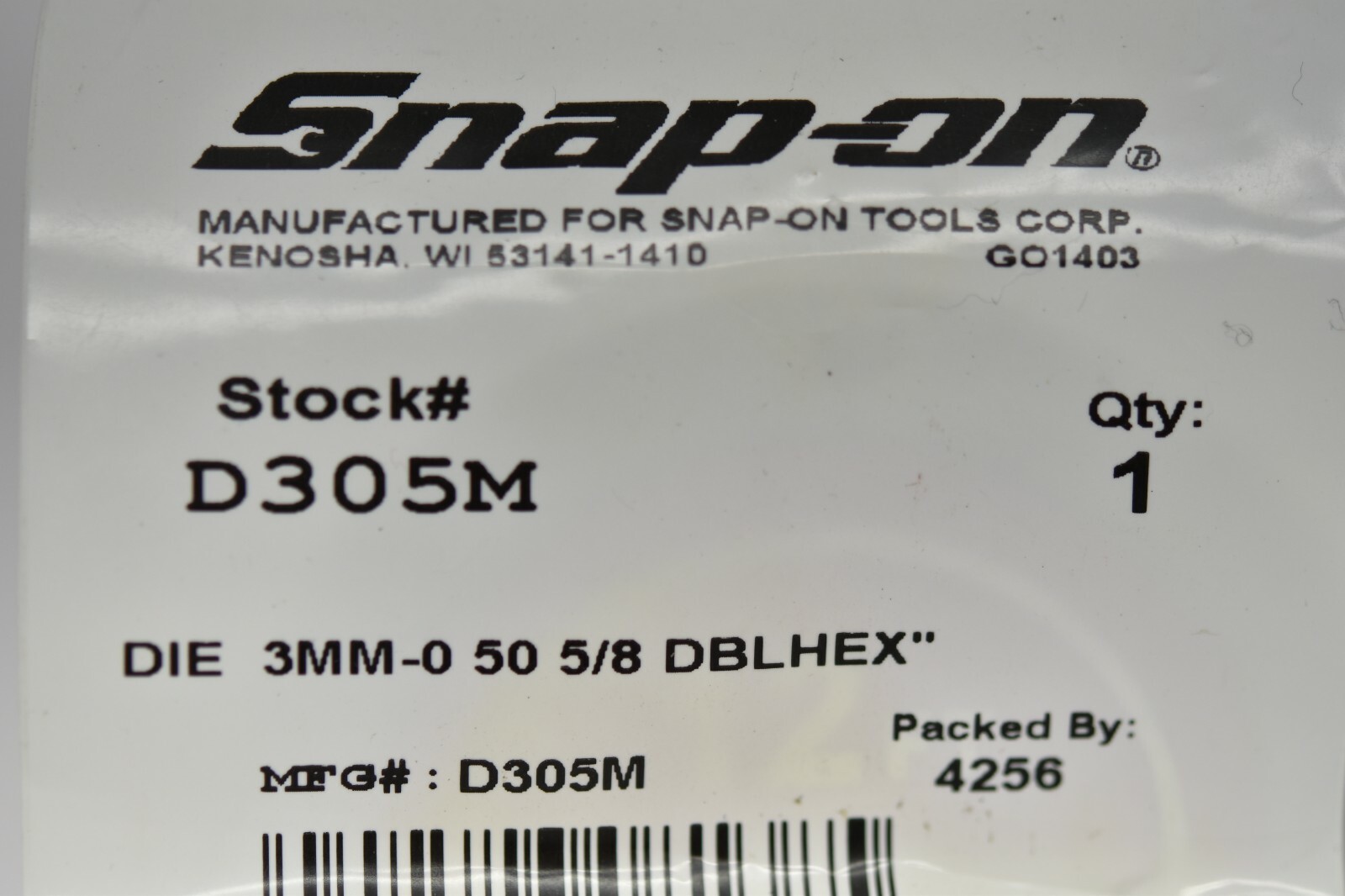 Snap-On NEW D305M 3 mm - 0 Die
