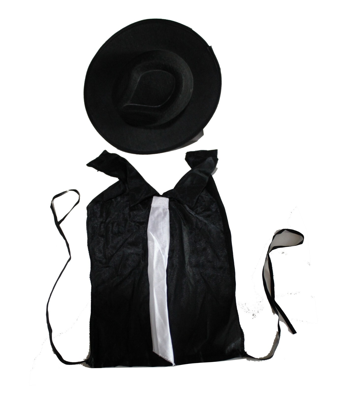 Gangster Mafia Kids Size Costume L (10-12) Black vest White Tie with  Black Hat