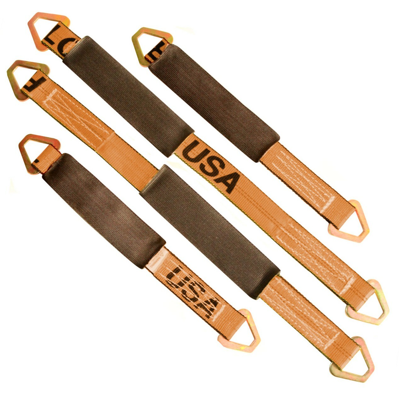 Axle Strap Wrap Around Sling 21" & 31" 4 Pack w/ D Rings 3,335 lb WLL Tow Dolly