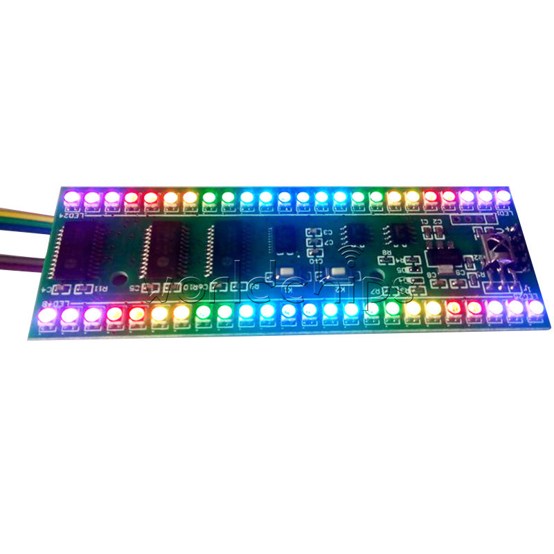 MCU RGB Display Pattern Dual Channel 24 LED VU Level Indicator Meter F Amplifier