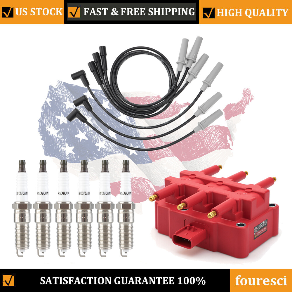 Ignition Coil & IRIDIUM Spark Plugs & Wires Set For 2007-2011 Jeep Wrangler 3.8L