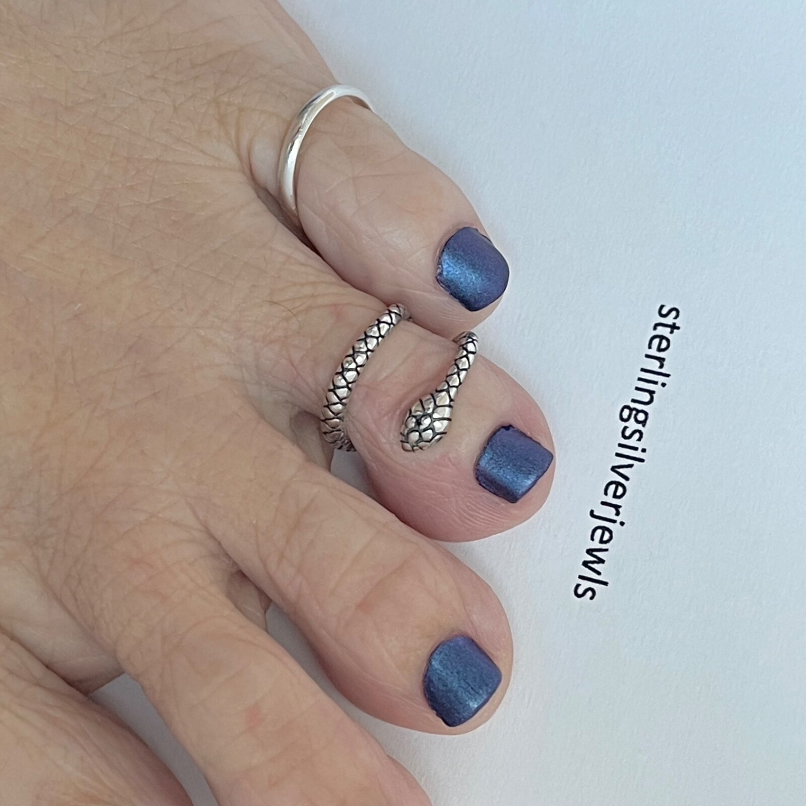 Sterling Silver Wraparound Snake Toe Ring, Silver Rings, Reptile Ring, Animals