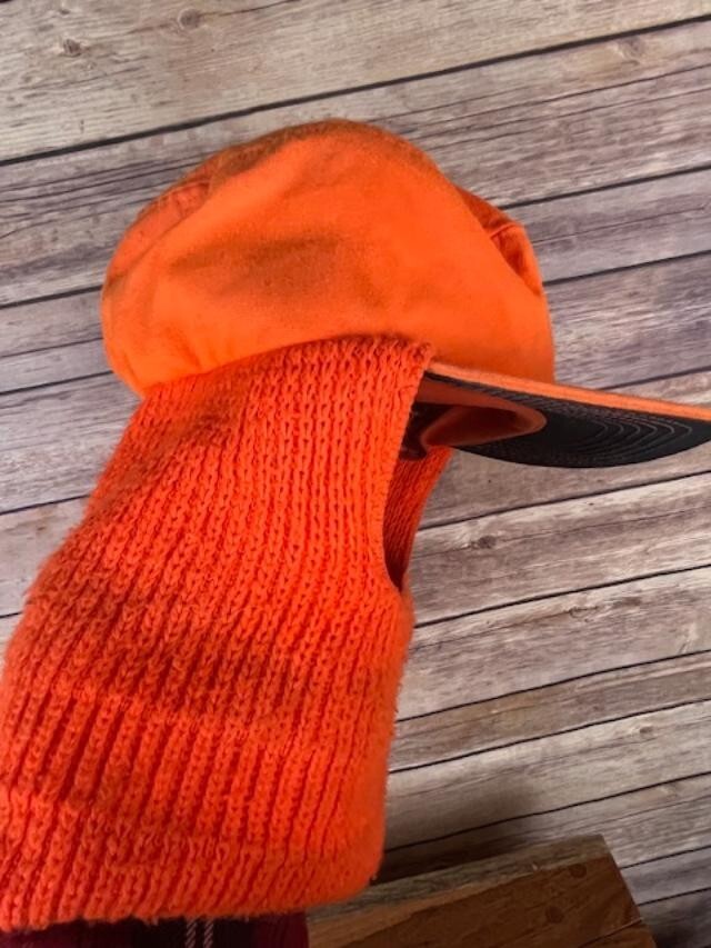 Vintage orange Cabela's hunting hat and face mask adjustable (made in the USA)