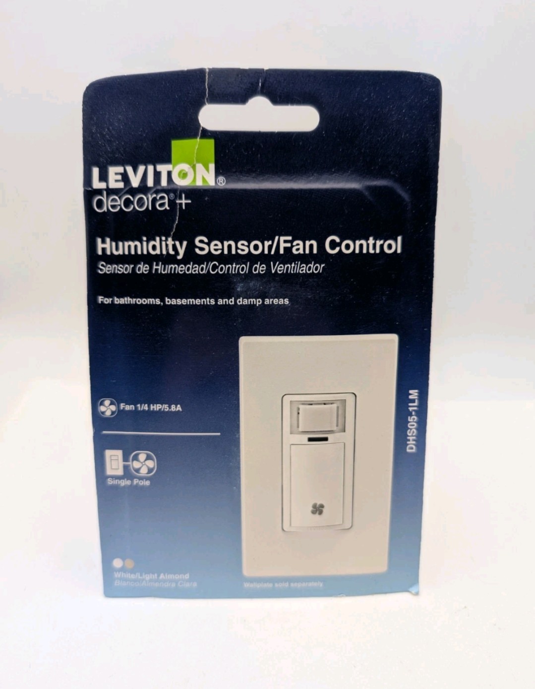 Leviton Decora+ In-Wall Humidity Sensor/Fan Control DHS05-1LM White/Light Almond