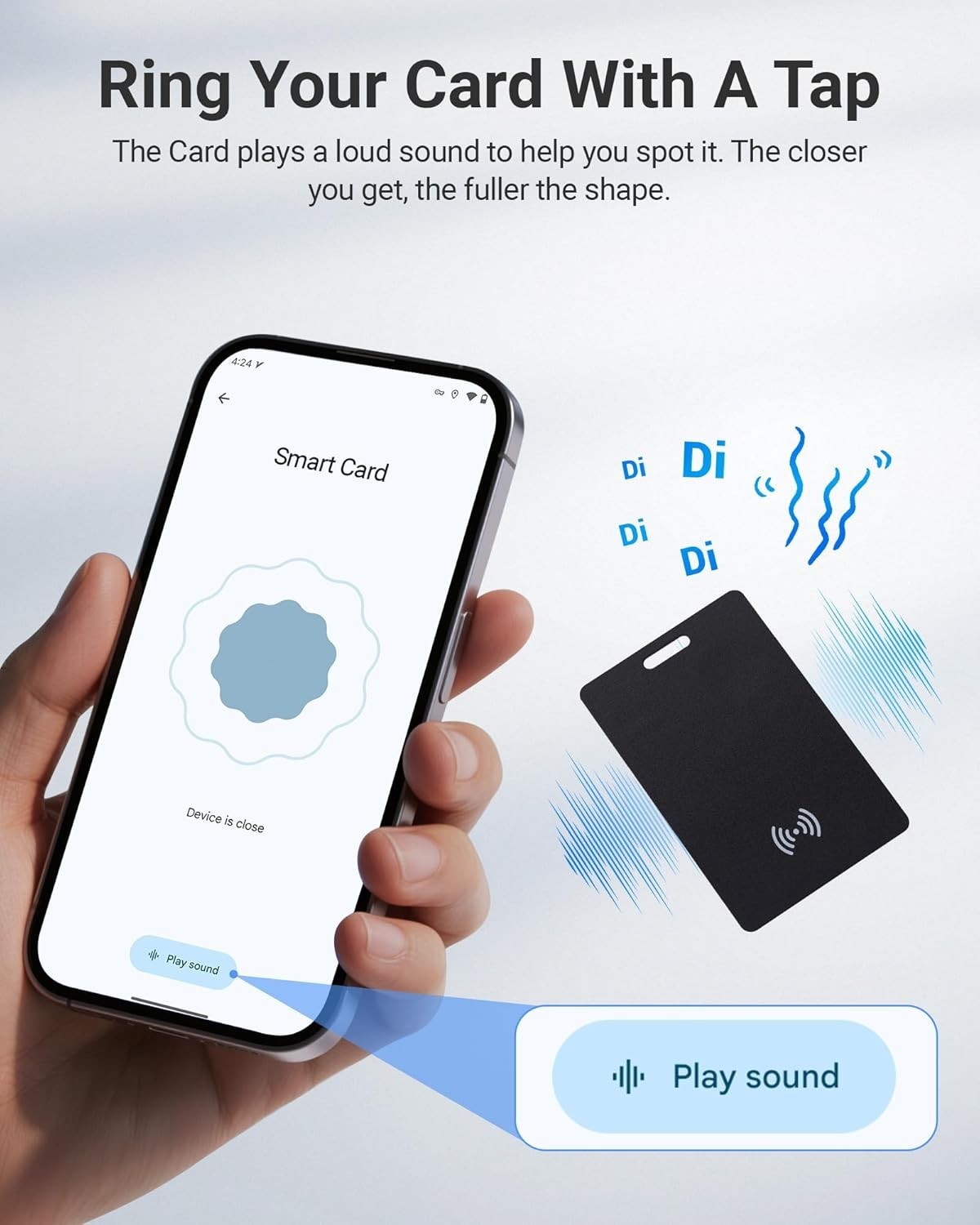 Smart Tracking Card for Android Wallets - GPS Finder with Wireless Charging