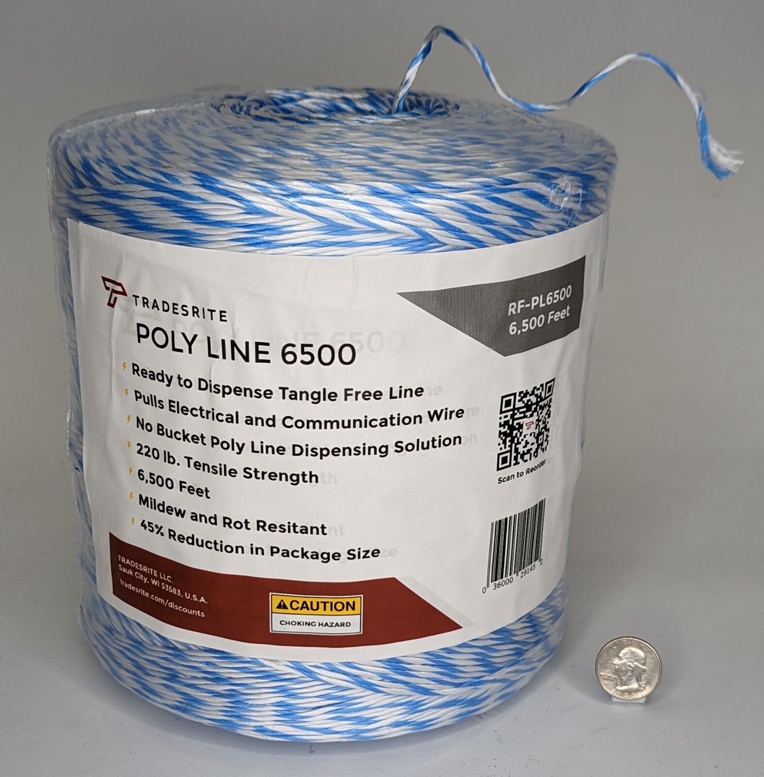 Pull Line PE 6,500 Feet for Low Voltage and Power Pulling Thru 220lbs