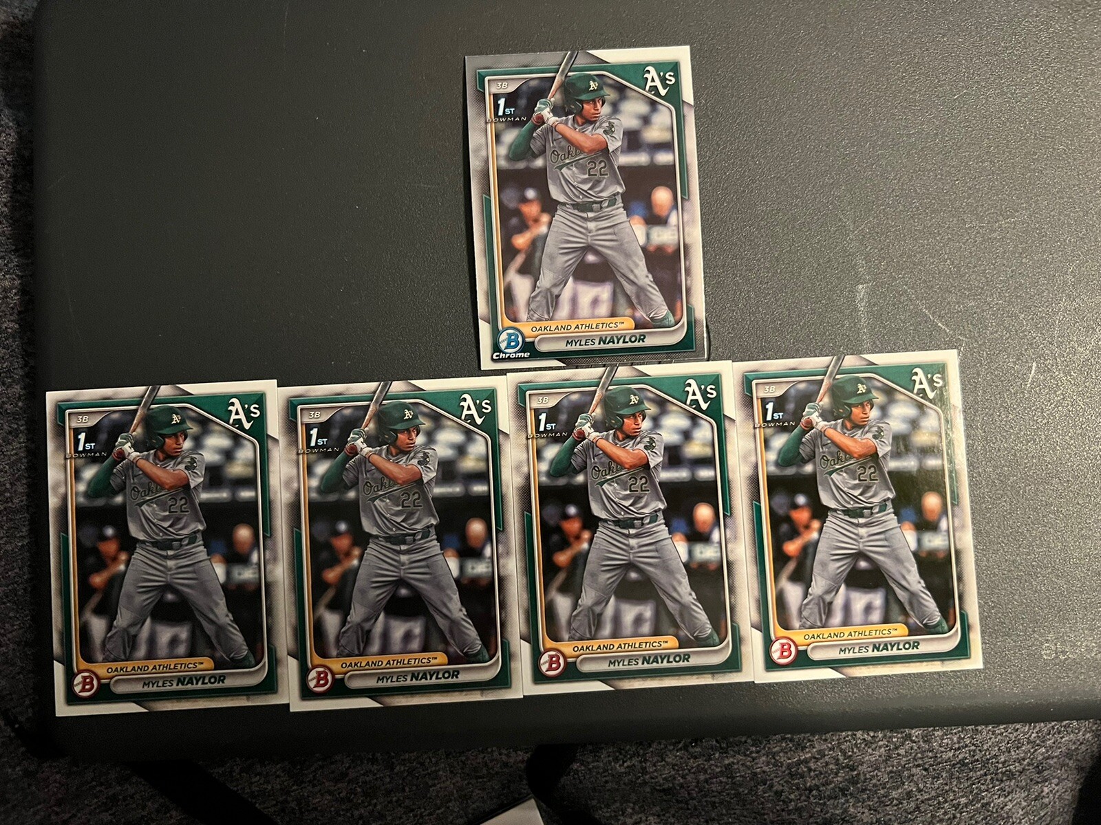 2024 1st Bowman Lot Of 5 Oakland Athletics Chrome Paper Rookie T3 Myles Naylor