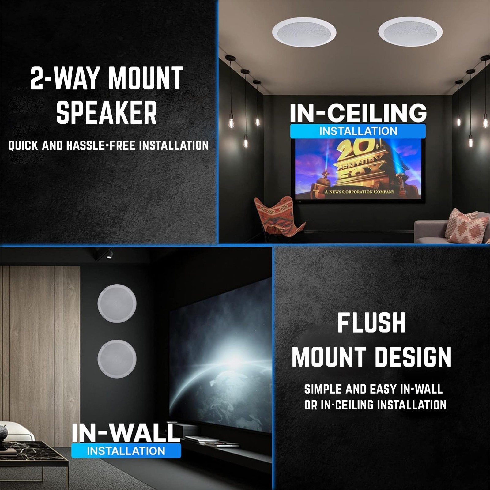 Home Theatre System Kit 2000W Bluetooth Amplifier w/8qty ×5.25" Ceiling Speakers