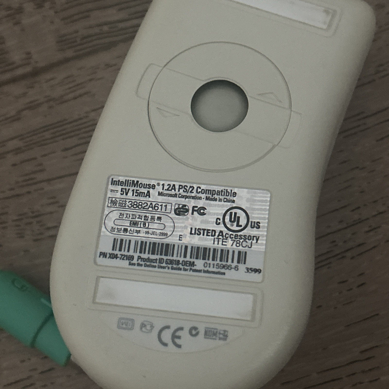 Microsoft IntelliMouse 1.2A PS/2 Compatible Mouse OEM Tested WORKING