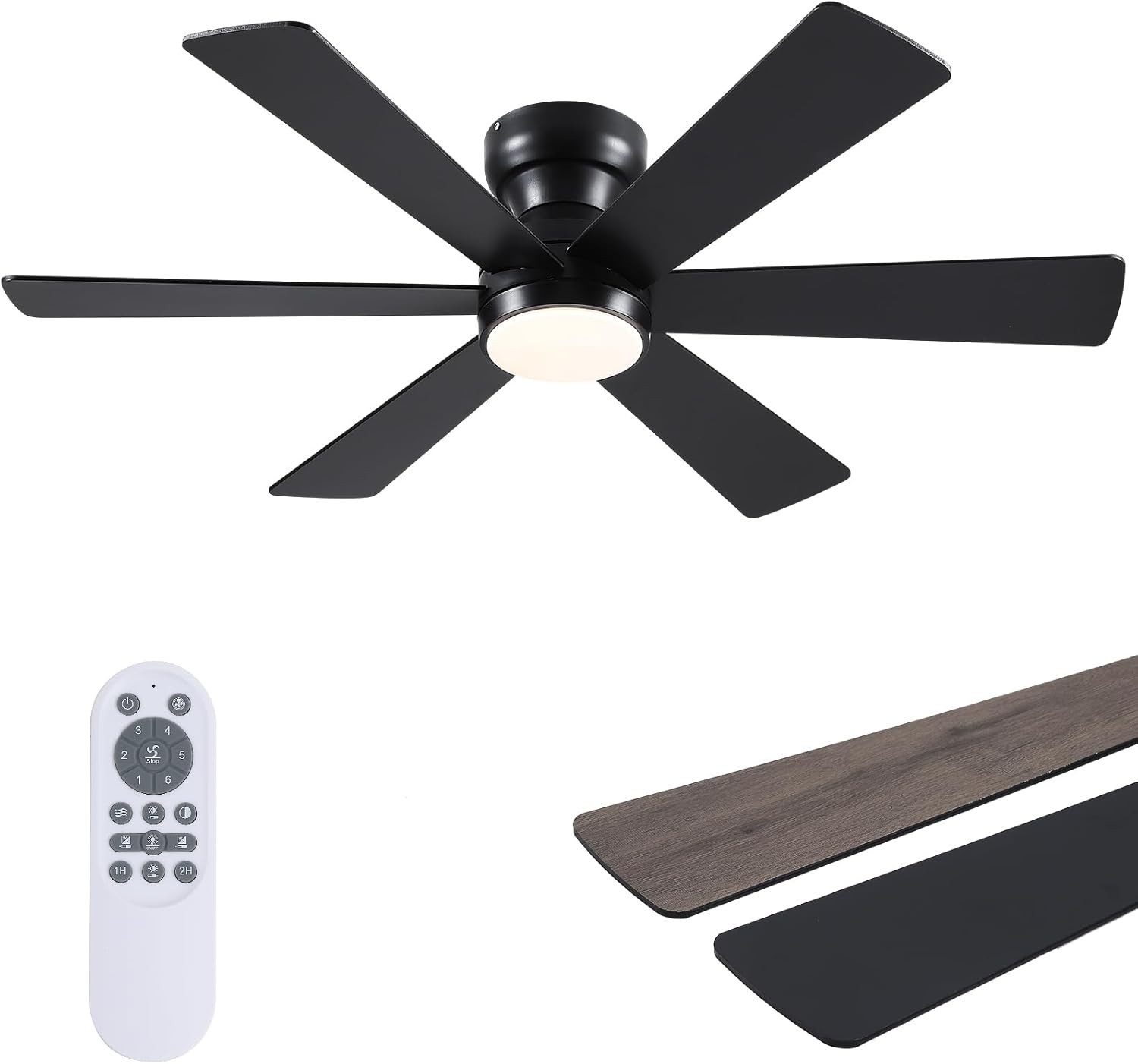 Ceiling Fans with Lights 46" Low Profile Ceiling Fan w/Light and Remote Control