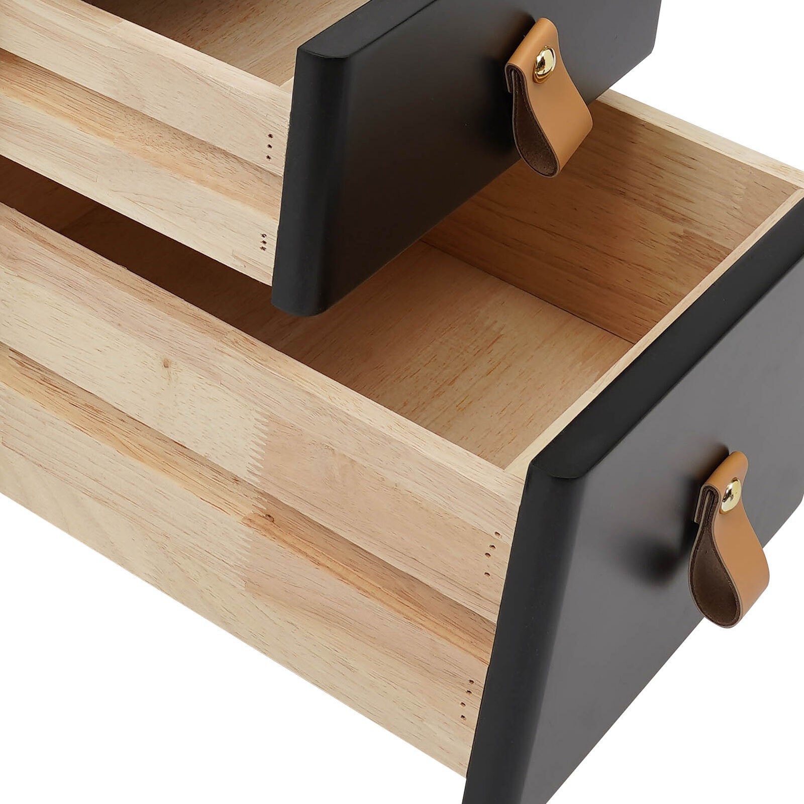 2-Tier Bedroom Storage Cabinet Nightstand with 2 Drawers Modern Bedside Table