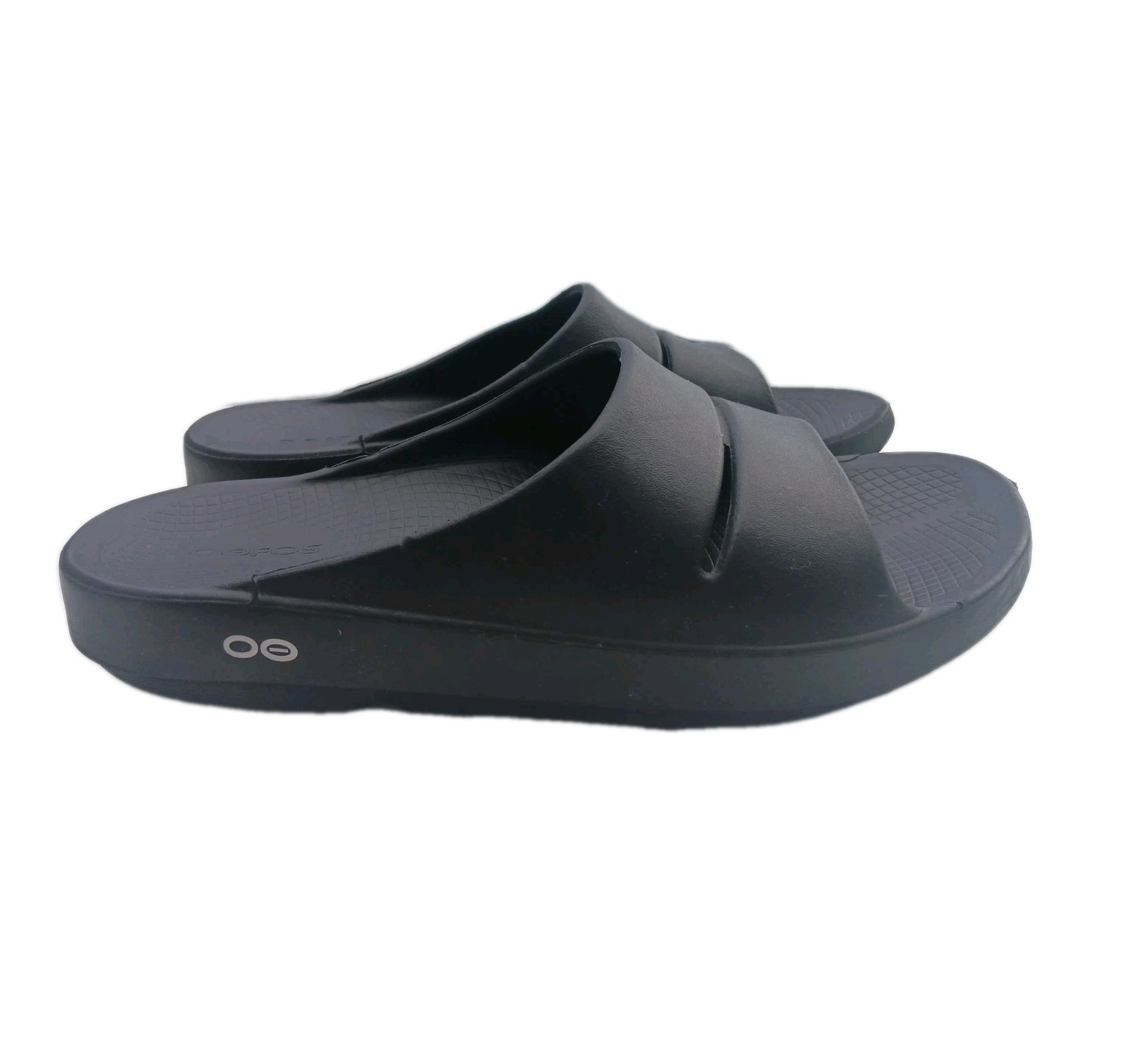 OOFOS OOahh Recovery Slide Sandals Unisex Womens 10 Mens 8 Black Rubber Comfort