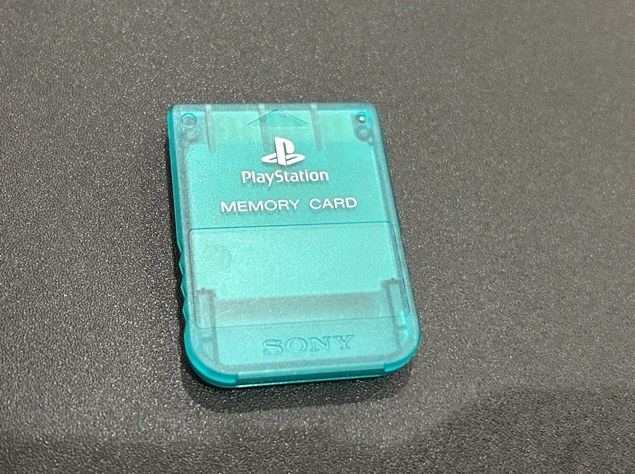 Authentic Sony PlayStation 1MB Memory Card Clear Translucent Emerald Green PS1