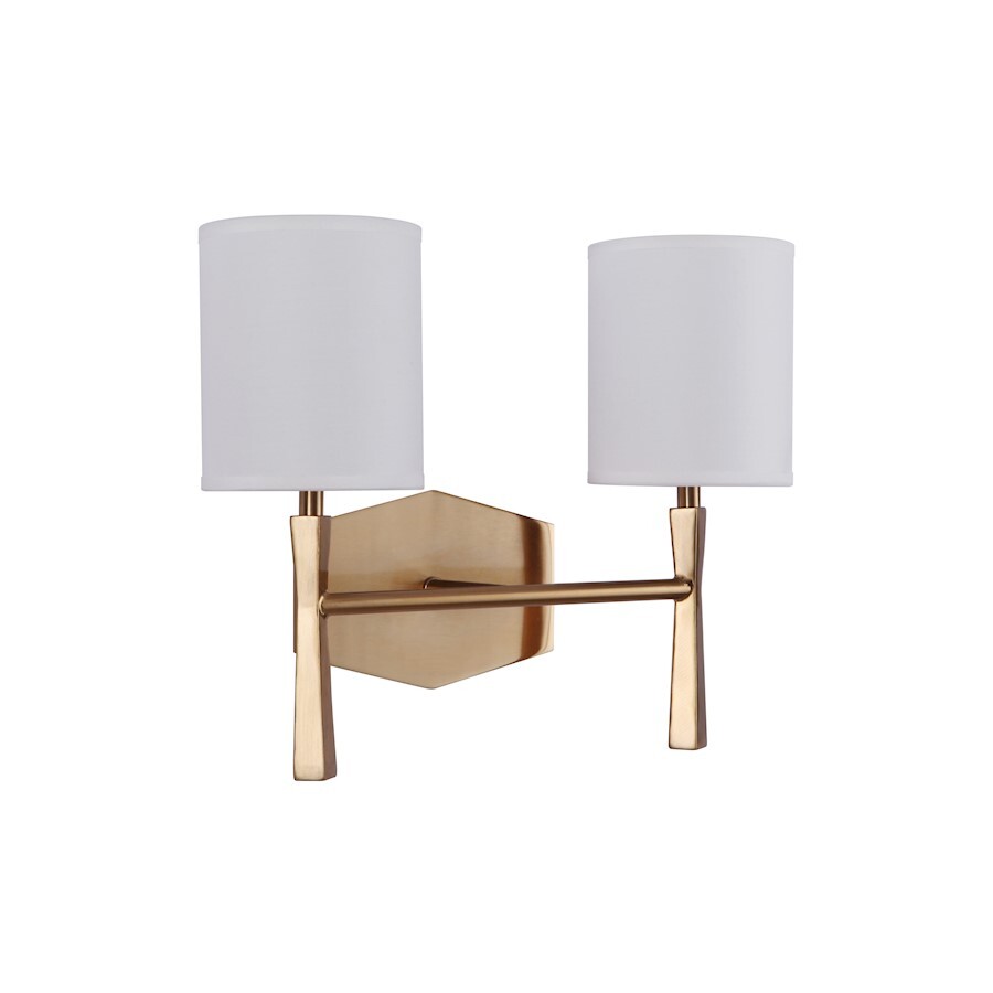 Craftmade Chatham 2 Light Vanity, Satin Brass/White - 16014SB2