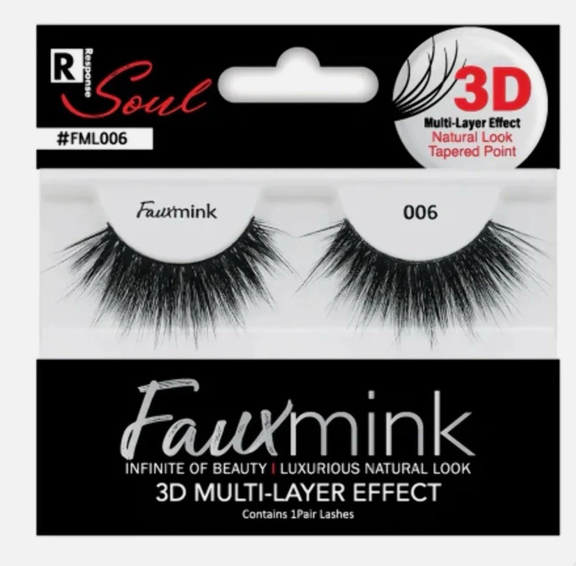 FAUX MINK , RESPONSE SOUL 3D MULTI LAYER EFFECT EYELASHES, # FML006 (3 packs)