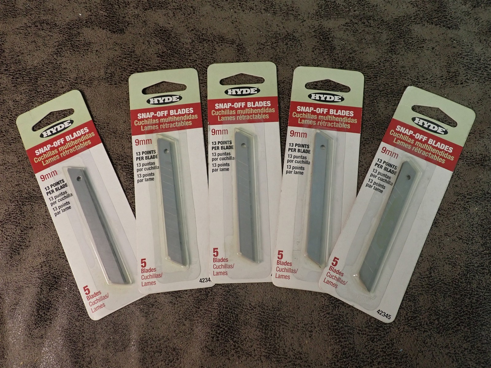 5 Packs of 5 NEW Hyde 42345 9mm 13 Point Snap-Off Blades (BN102)