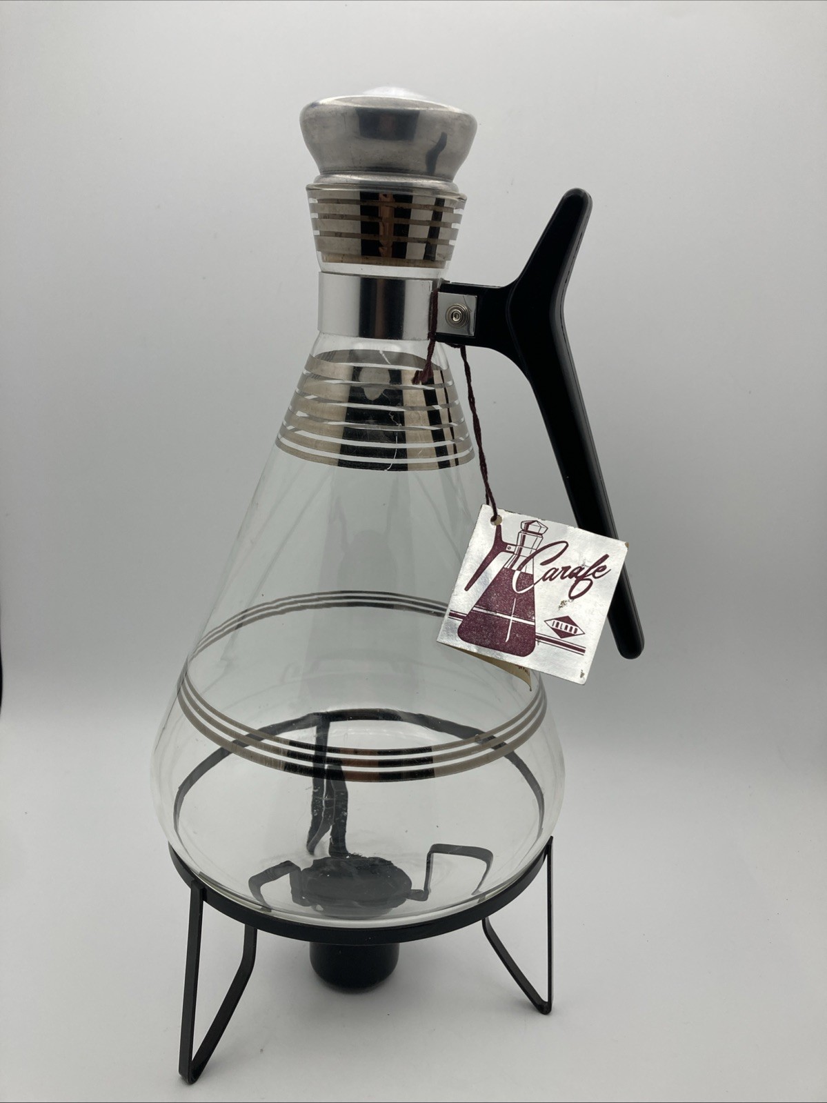 Vintage Inland Carafe Gold Trim 9” Atomic Era Coffee Tea 1950-60s