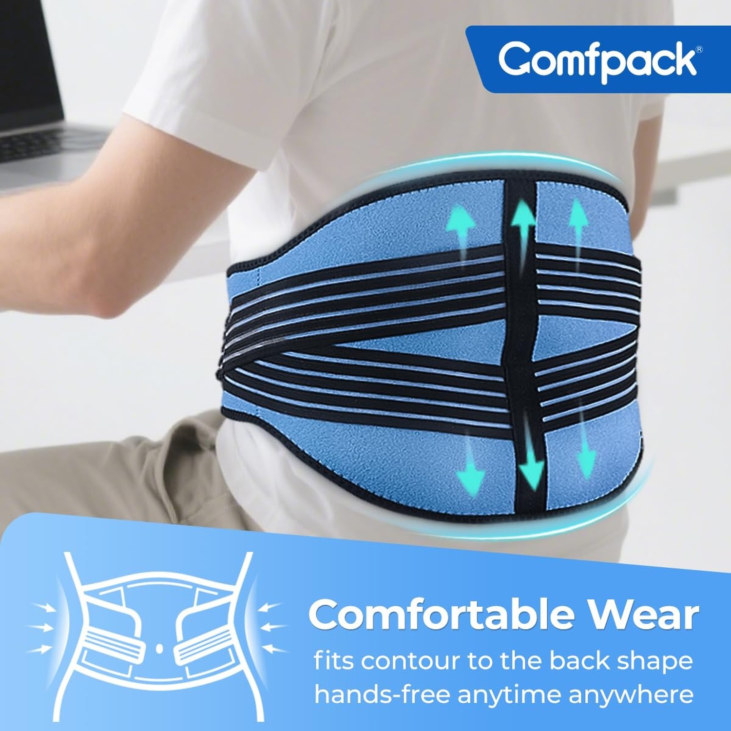 Ice Pack for Back Pain Relief with Compression, 2 Packs Reusable Lower Back W...