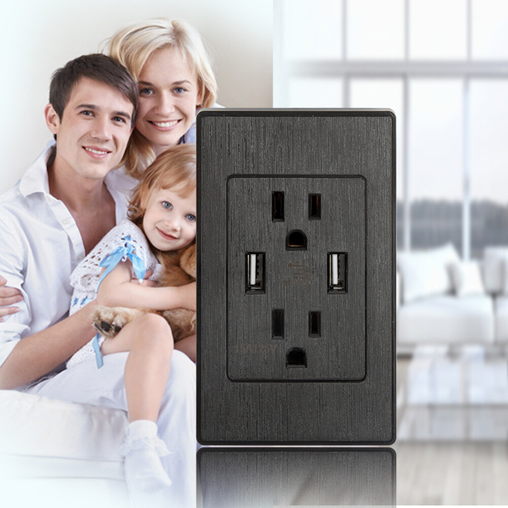1/ 2 Pack Dual Port USB Wall Wall Socket Dual 2.1A US Standard Flameproof Socket