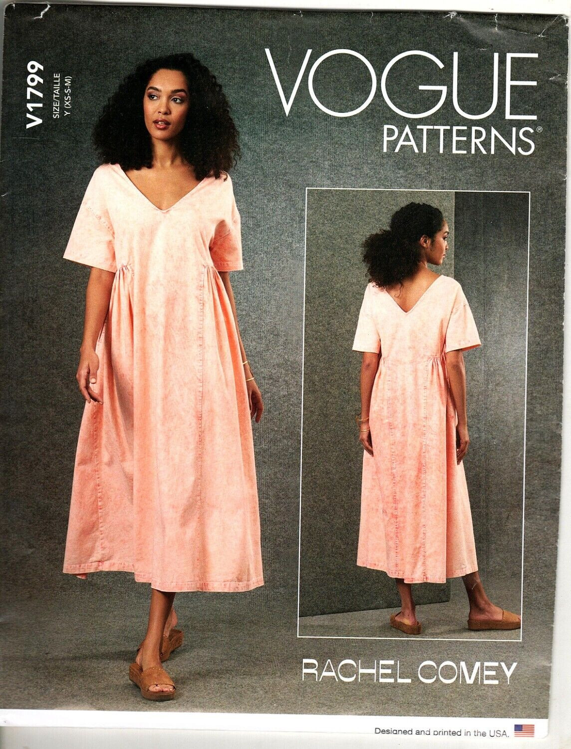 Vogue V1799 Misses XS yo M Rachel Comey Dropped Shoulder Midi Dress