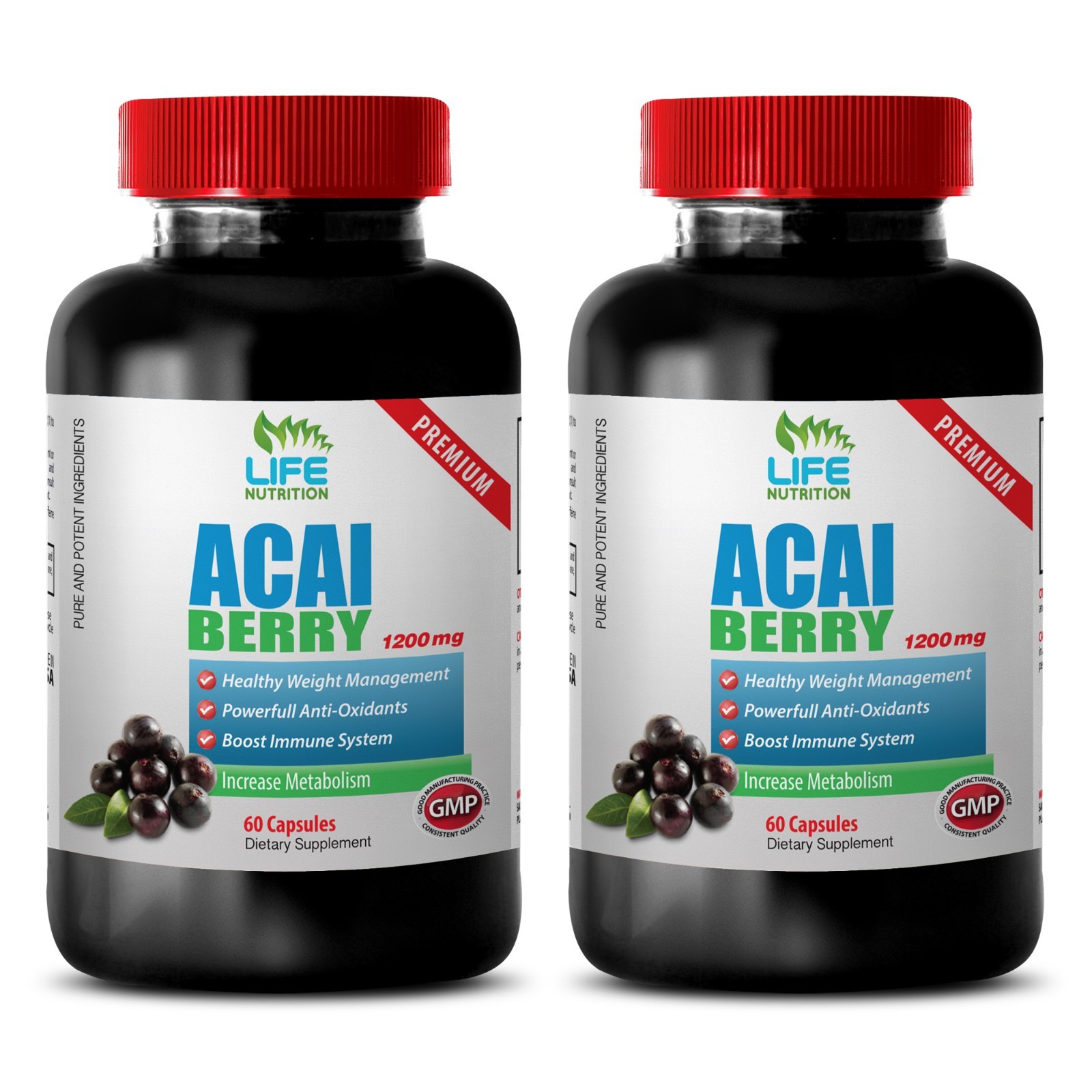 strengthen immune system - Acai Berry 1200mg 2 Bottles - energy boosting vitamin