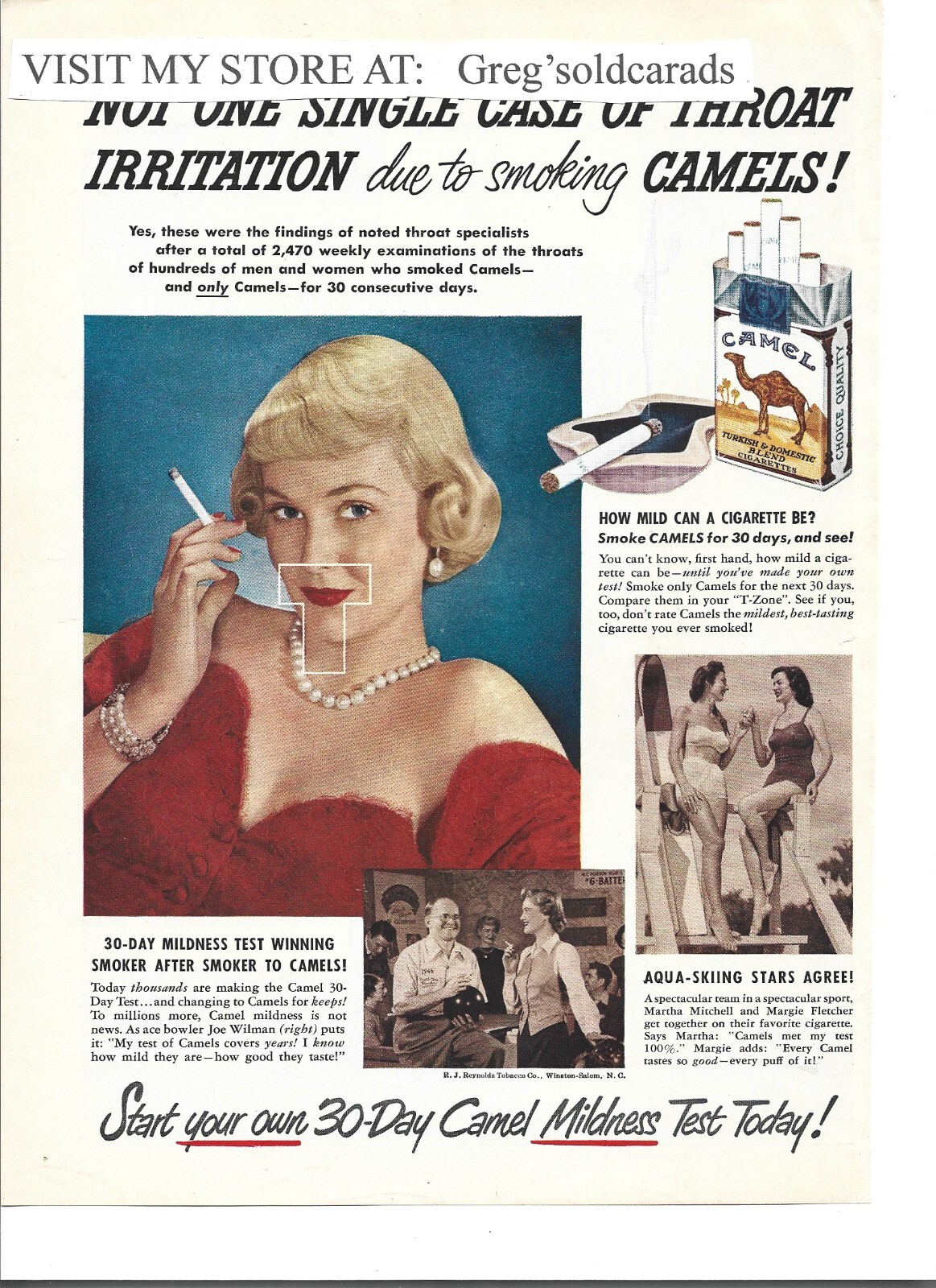 Original 1949 Camel cigarettes vintage print ad, advertising