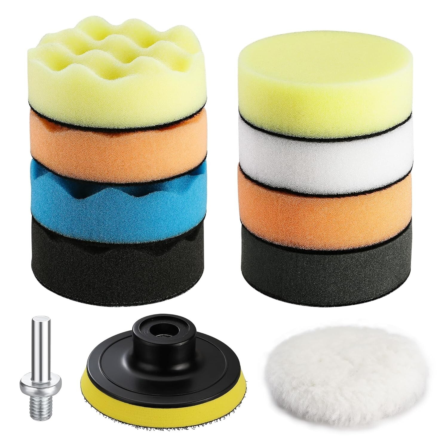 WORKPRO 3 Inch Drill Buffing Pad Kit - 11 Pcs Car Foam Polishing Pads Set NEW