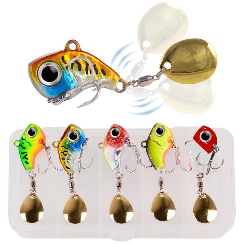 5Pcs Metal VIB Fishing Lures Vibration Bait Crankbaits Bass Spinner Spoon Baits