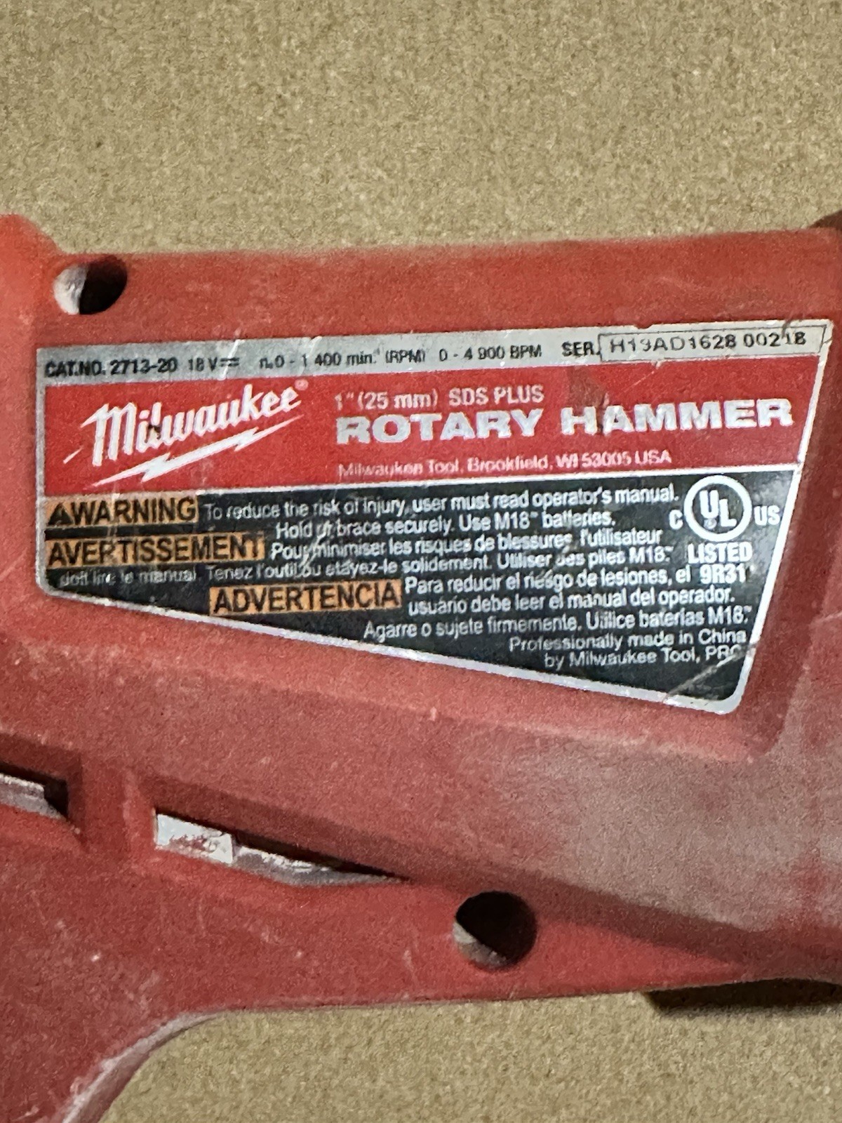 Milwaukee 2713-20 Rotary Hammer