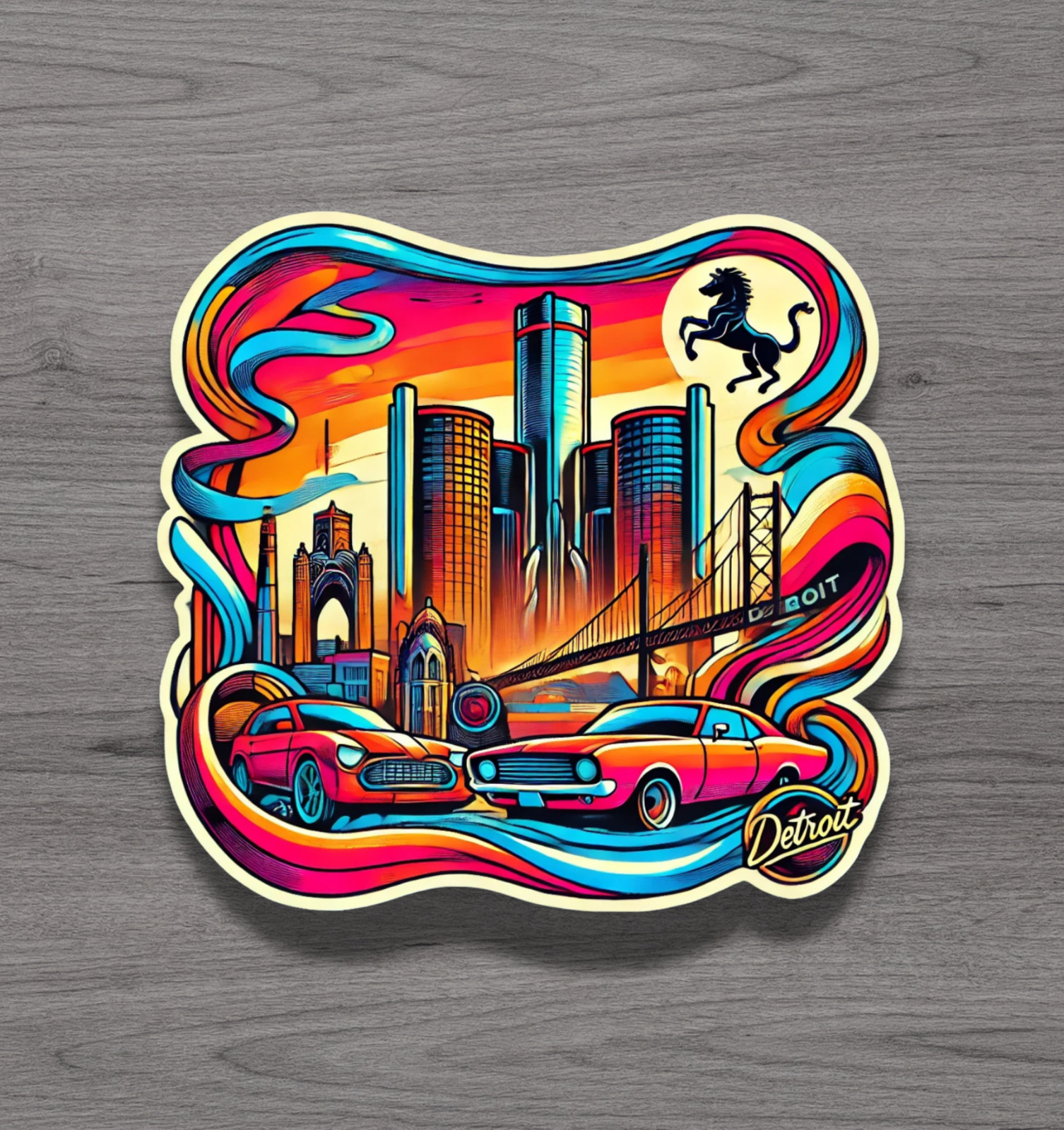 Detroit Michigan Fridge Magnet or Laptop Sticker