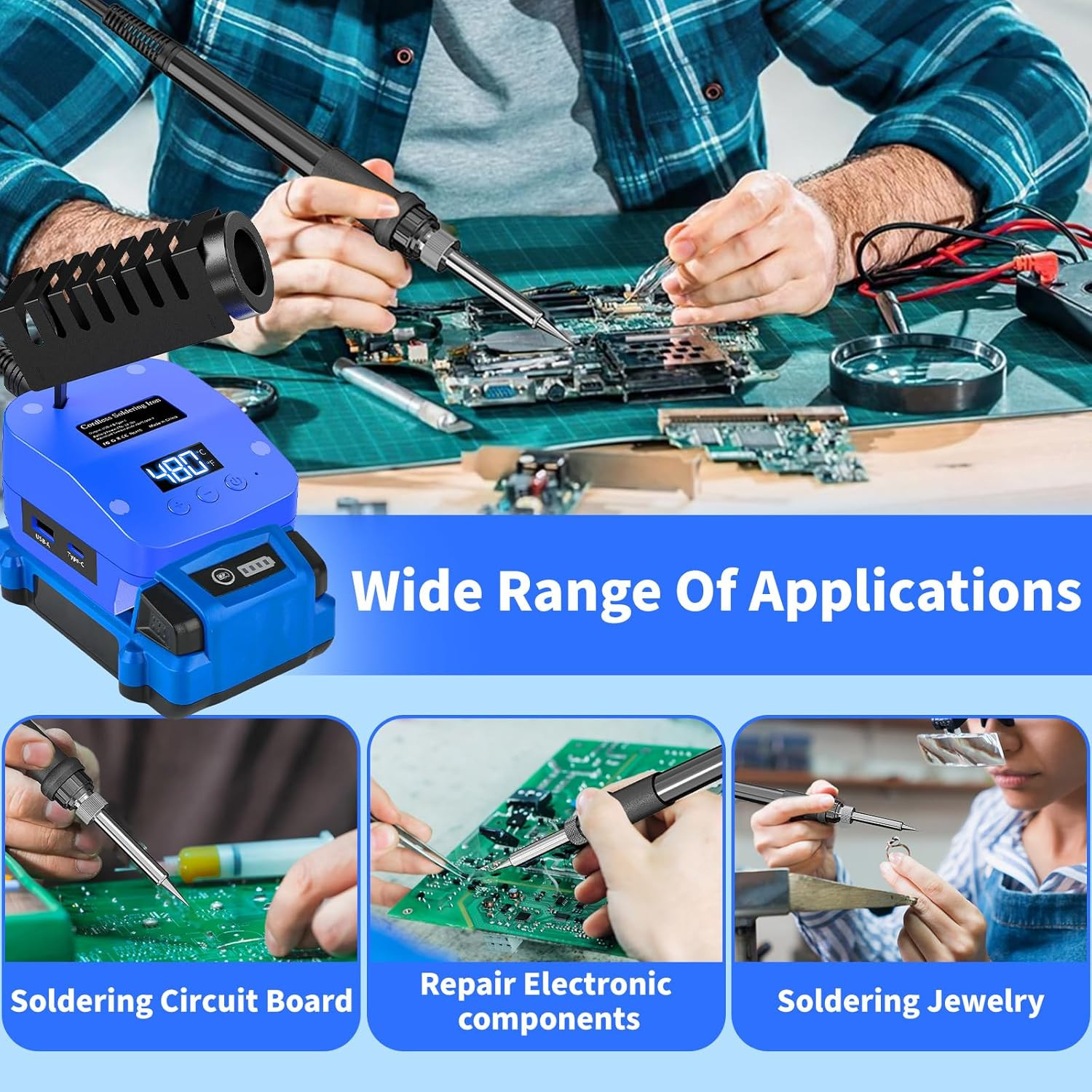 Cordless Soldering Iron for Kobalt 24V Battery,60W Portable Electric Soldering