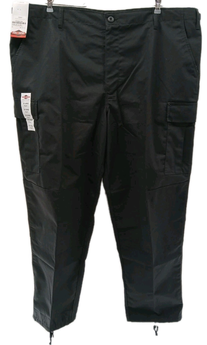 Tru-Spec Tactical Cargo Pants Mens 2XL  Black Ripstop BDU Police Military